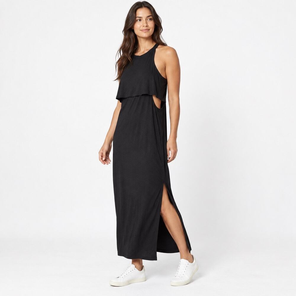 Sweaty Betty Holistic Black Layered Cutout Racerback Maxi Dress